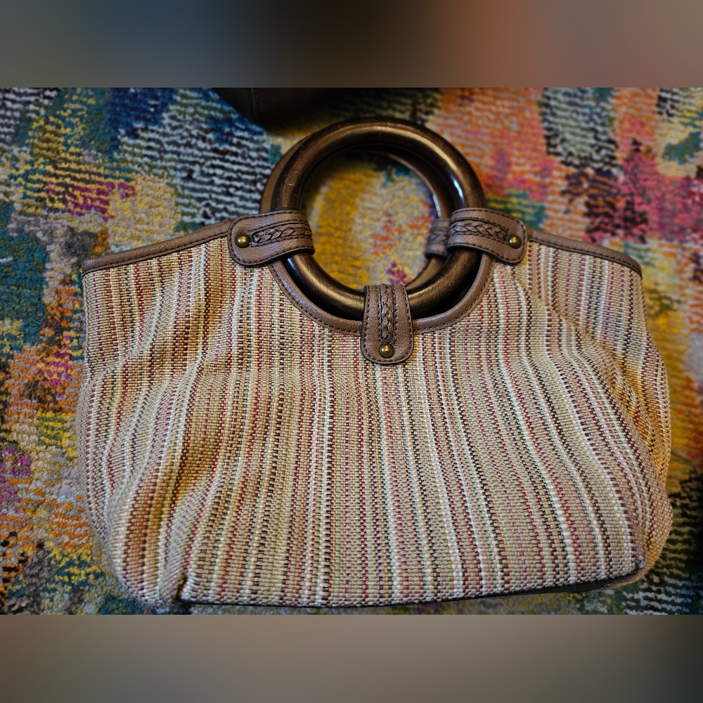 Fossil Multi Color Wood Handle Clutch - Picture 2 of 13